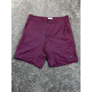 Sperry Short Mens Size 30 Chino Polyester Lightweight 8" Vintage Check Red Black